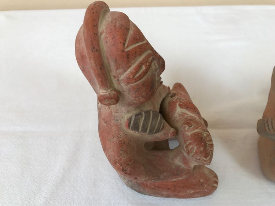 Pair Of Reproduction Mayan Clay Mother And Child Sculptures [Photo 5]