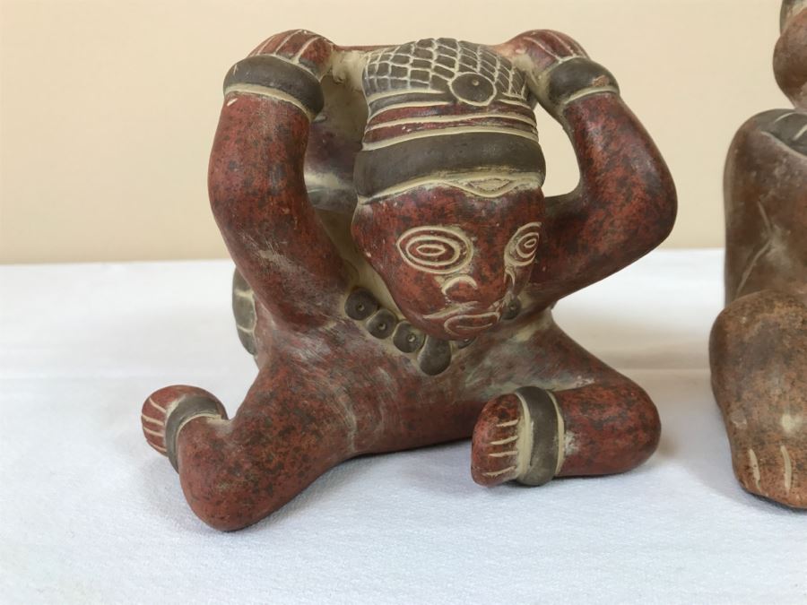 Pair Of Reproduction Mayan Clay Sculptures [Photo 3]