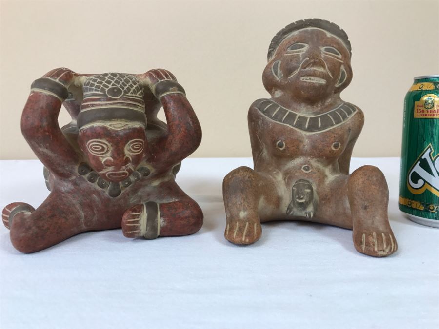 Pair Of Reproduction Mayan Clay Sculptures [Photo 2]