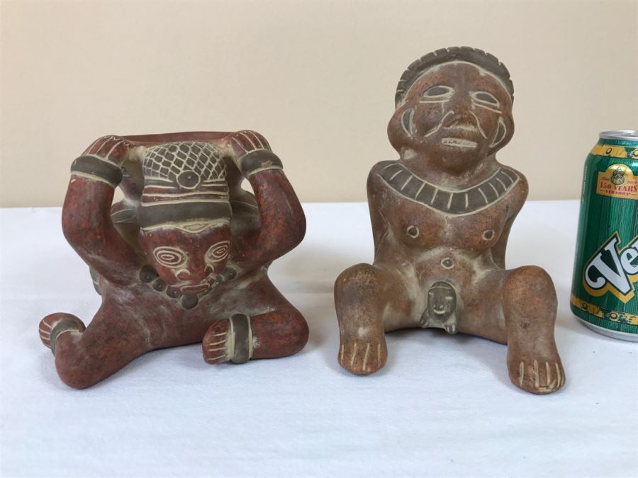 Pair Of Reproduction Mayan Clay Sculptures [Photo 1]