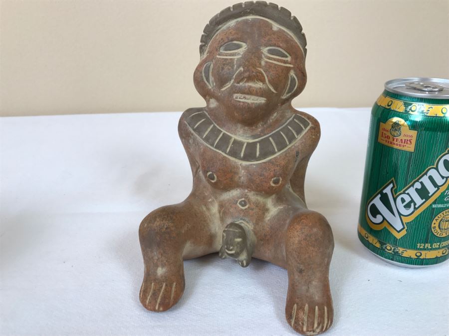 Pair Of Reproduction Mayan Clay Sculptures