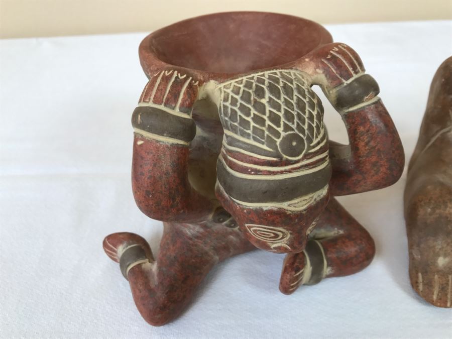 Pair Of Reproduction Mayan Clay Sculptures [Photo 4]