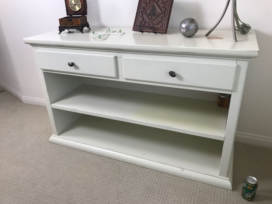 White Two-Drawer Cabinet - Note Repair On Top Shown In Photos [Photo 2]