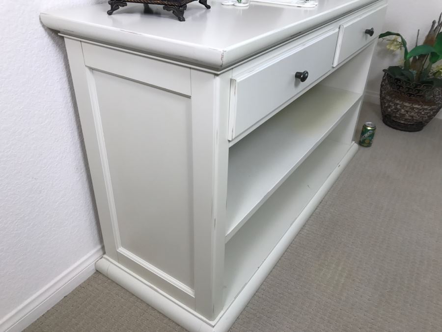 White Two-Drawer Cabinet - Note Repair On Top Shown In Photos [Photo 4]