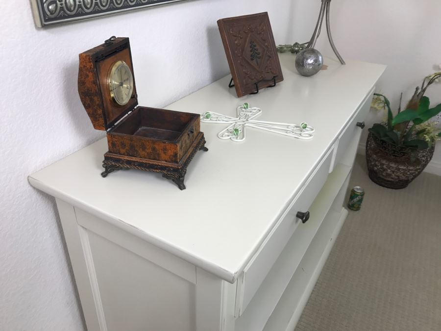 White Two-Drawer Cabinet - Note Repair On Top Shown In Photos [Photo 5]