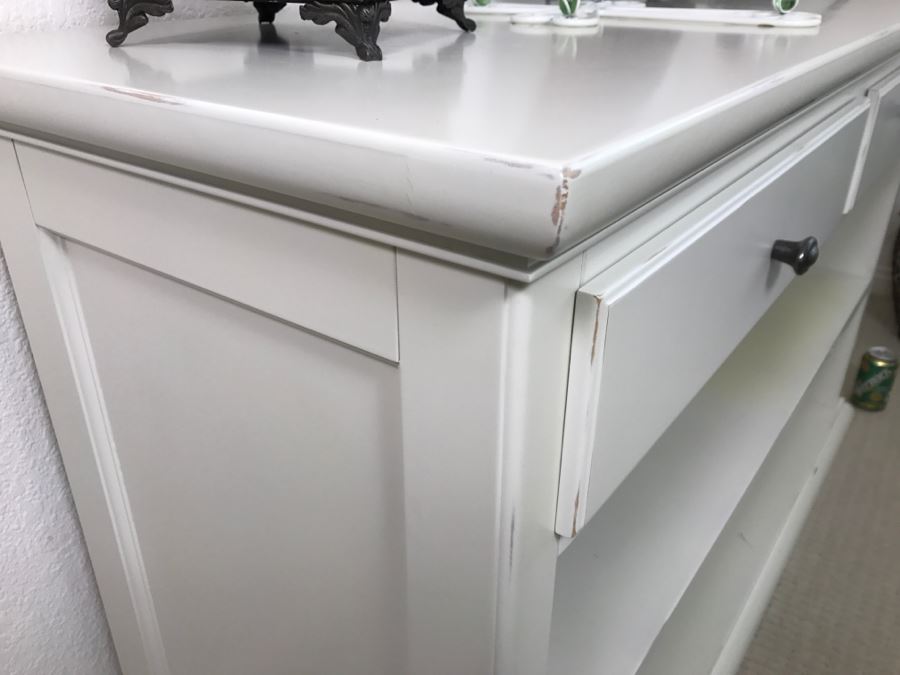 White Two-Drawer Cabinet - Note Repair On Top Shown In Photos [Photo 3]