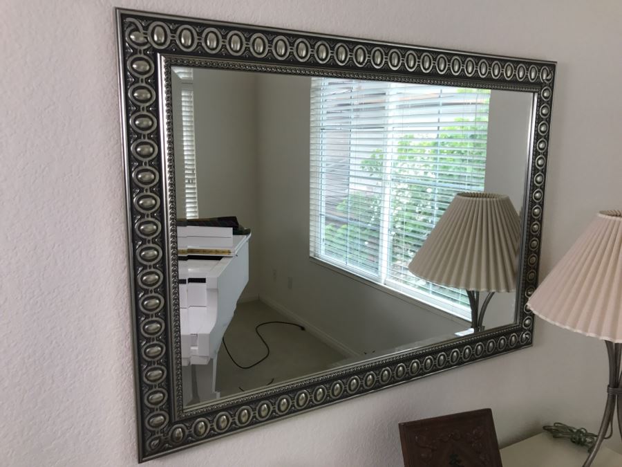 Silver Tone Designer Beveled Glass Mirror [Photo 1]