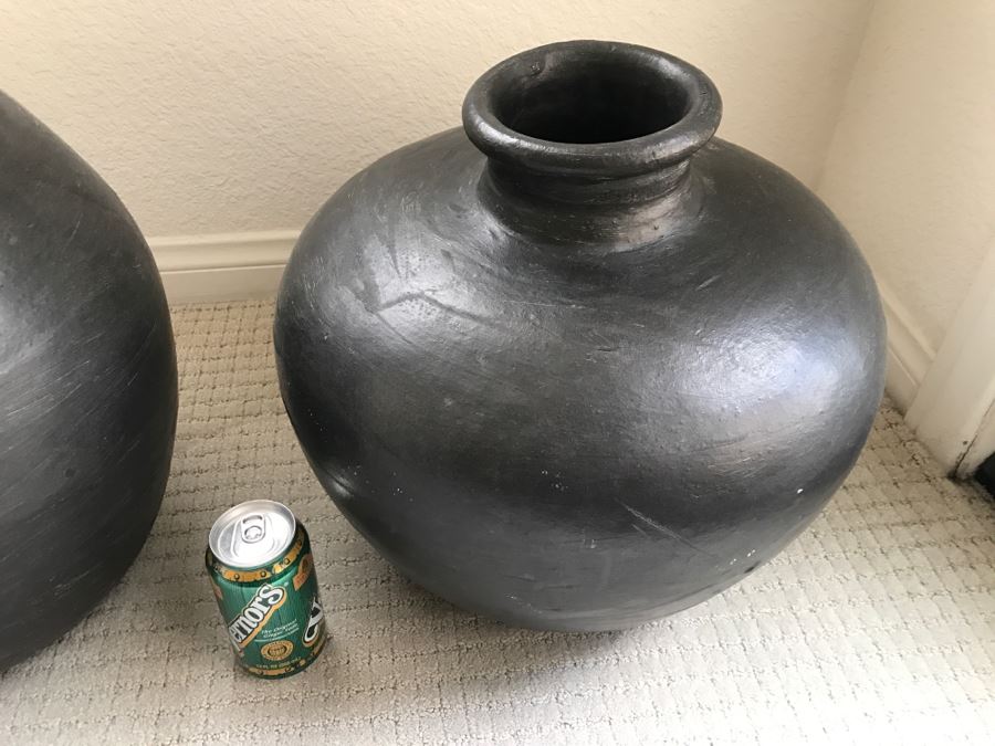 Pair Of Large Black Decorative Pots Made In Philippines [Photo 6]