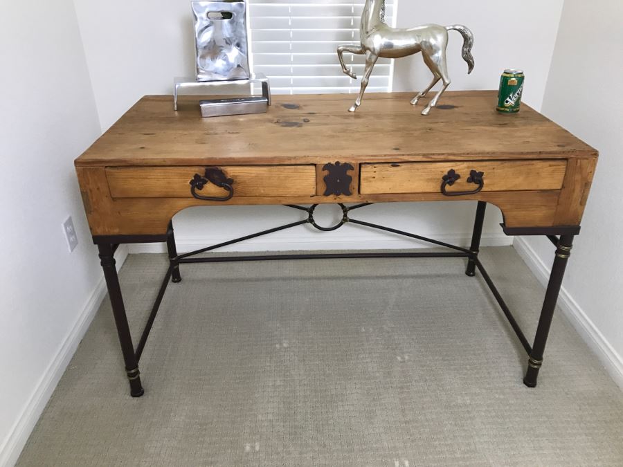Rustic Writing Table Desk With Desk Chair 50'W X 26'D X 31'H [Photo 2]