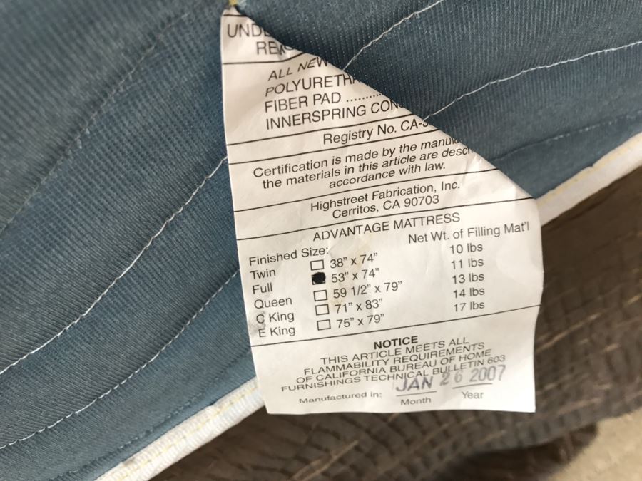 Full Size Mattress, Boxspring And Metal Bed Frame [Photo 3]