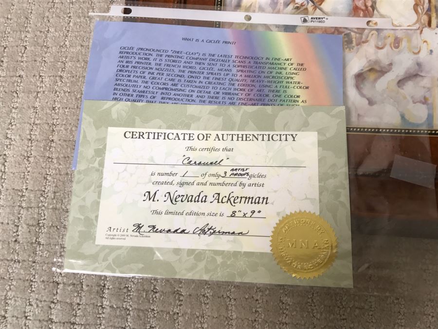 Carousell Artist Proof Giclee Print 1 Of 3 By M. Nevada Ackerman 8in X 9in Hand Signed With COA [Photo 8]