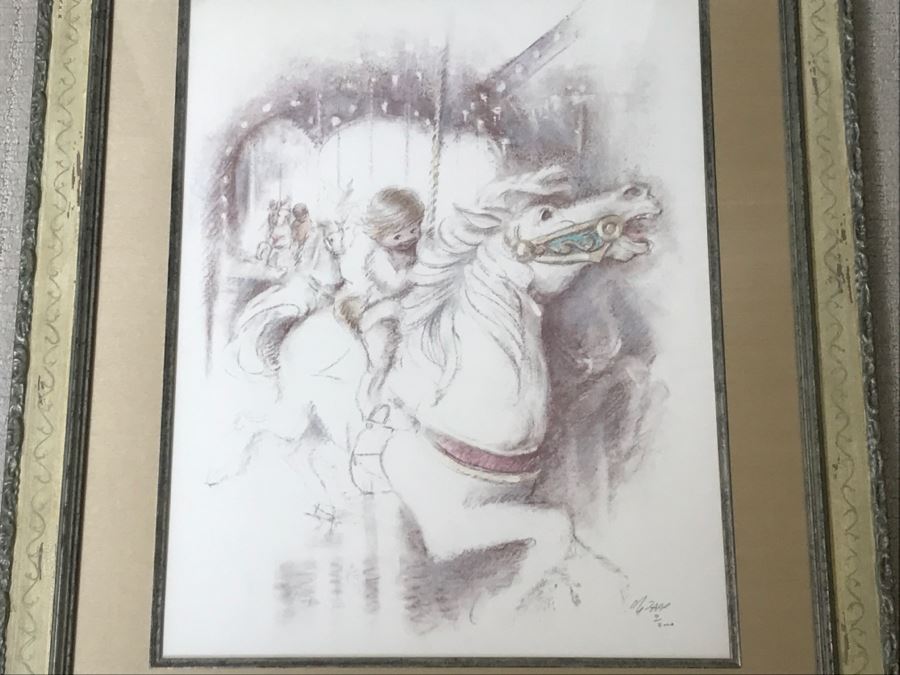 Limited Edition Carousell Horse Print By M. Zapp 9 Of 3000 Hand Signed By Artist