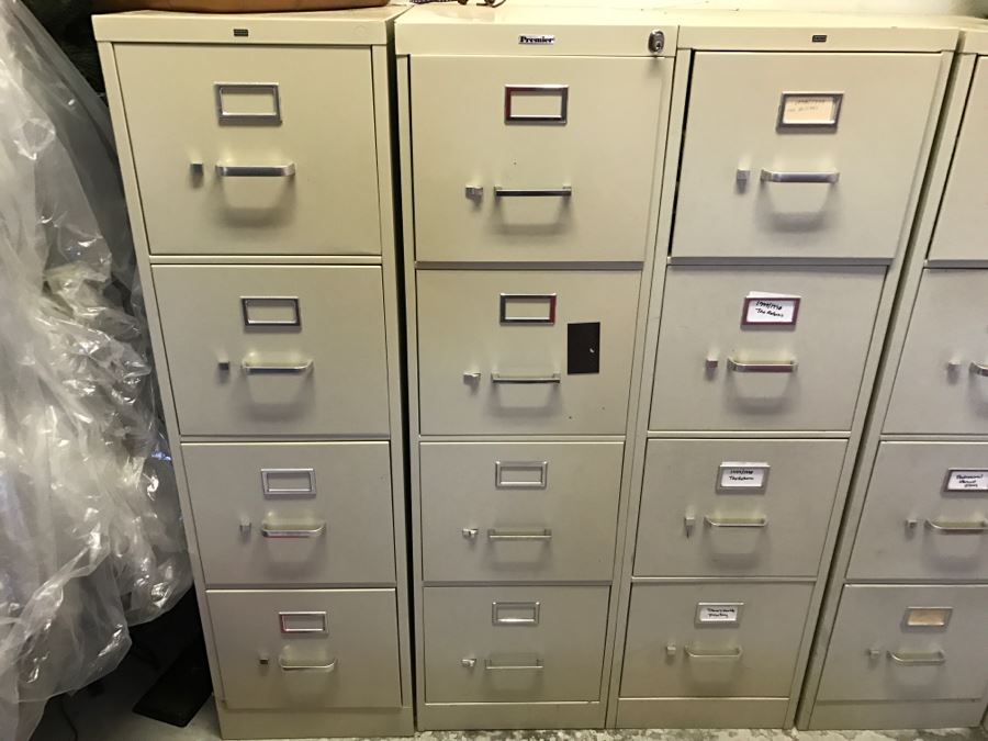 (3) 4-Drawer Metal Filing Cabinets (Two Are HON, One Is Premier) [Photo 1]