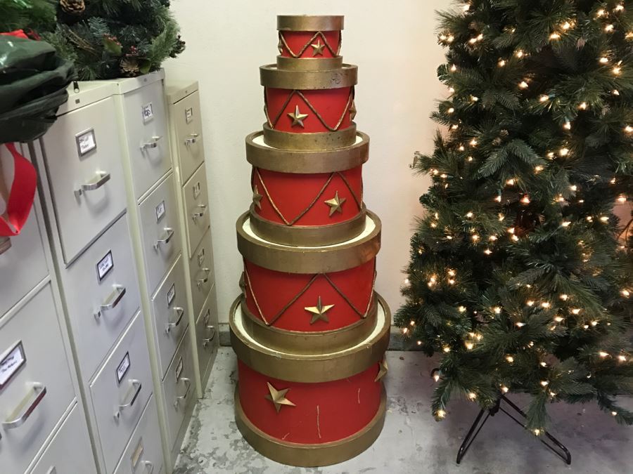 Pair Of Lighted Artificial Christmas Trees With BuiltIn Stands And Set