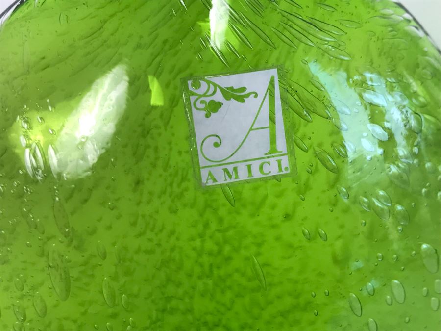 Set Of (3) AMICI Green Glass Vases [Photo 4]