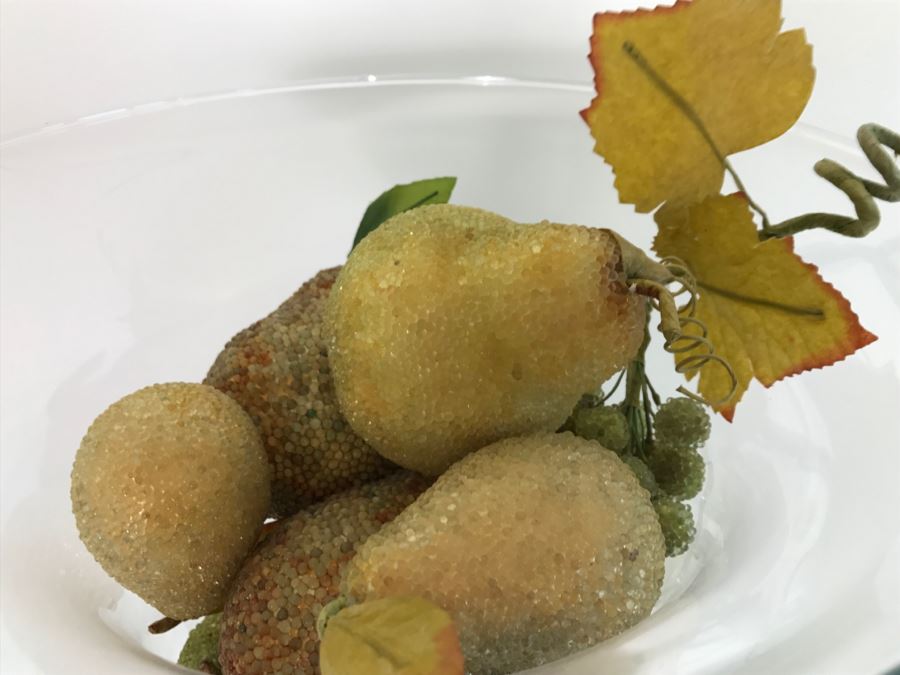 Large Glass Vase Made In Portugal Filled With Artificial Fruit [Photo 5]