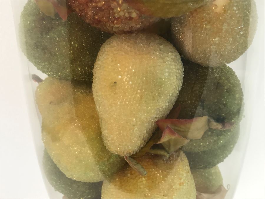 Large Glass Vase Made In Portugal Filled With Artificial Fruit [Photo 4]