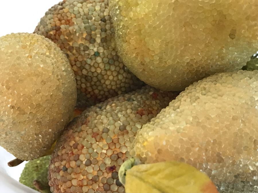 Large Glass Vase Made In Portugal Filled With Artificial Fruit [Photo 6]