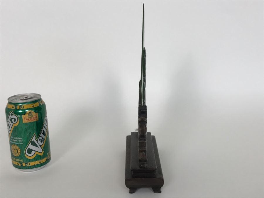 Decorative Relief Green Glass Horse With Wooden Stand [Photo 9]