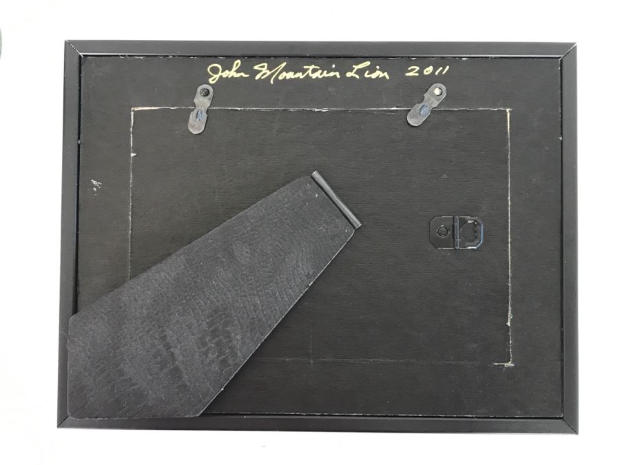 Framed Artwork Of Arrowhead With Turquoise And Feather Signed By John Mountain Lion 2011 [Photo 10]