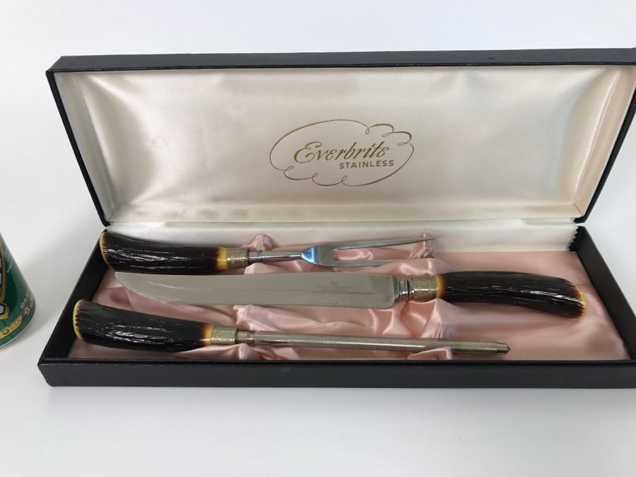 Westall Richardson Carving Set With Knife, Fork And Sharpener In Original Box Made In Sheffield England [Photo 4]