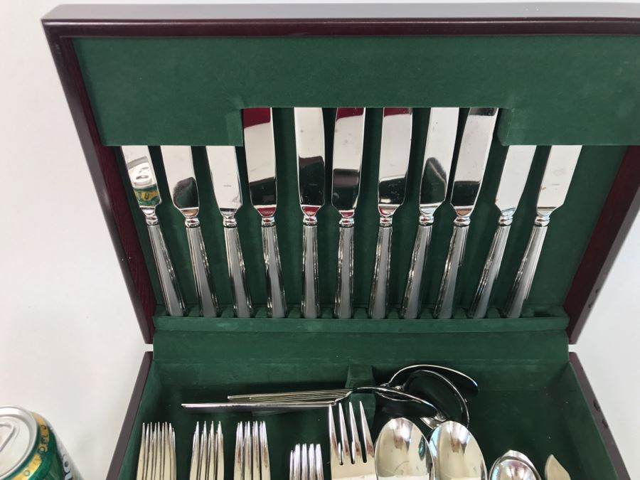 Large Set Of Splendide 18/8 Stainless Steel Flatware In Silverware Box Apx Service For 11 [Photo 3]