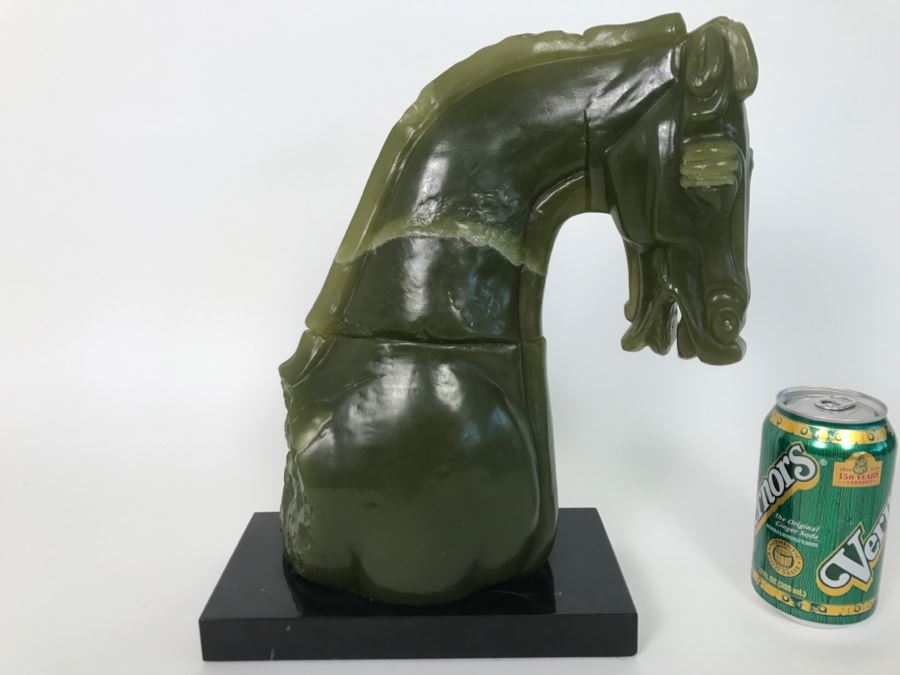 V&A Horse Head Reproduction Green Resin Sculpture by Austin Sculpture 1995
