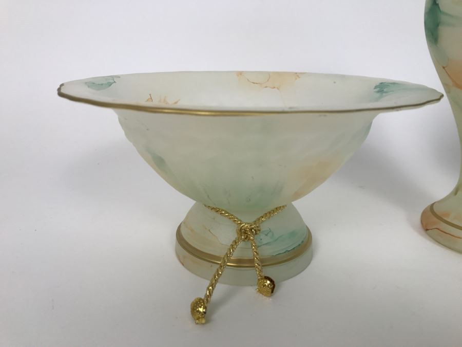 Set Of (3) Glass Vases And Bowls [Photo 3]