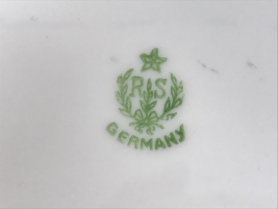 Set Of RS Germany Vintage Hand Painted Handled China Bowls With Metal Bamboo Stand [Photo 11]