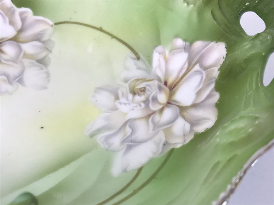 Set Of RS Germany Vintage Hand Painted Handled China Bowls With Metal Bamboo Stand [Photo 5]