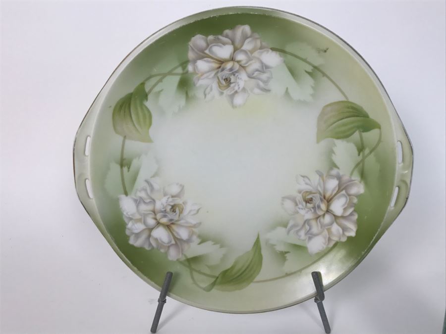 Set Of RS Germany Vintage Hand Painted Handled China Bowls With Metal Bamboo Stand [Photo 6]