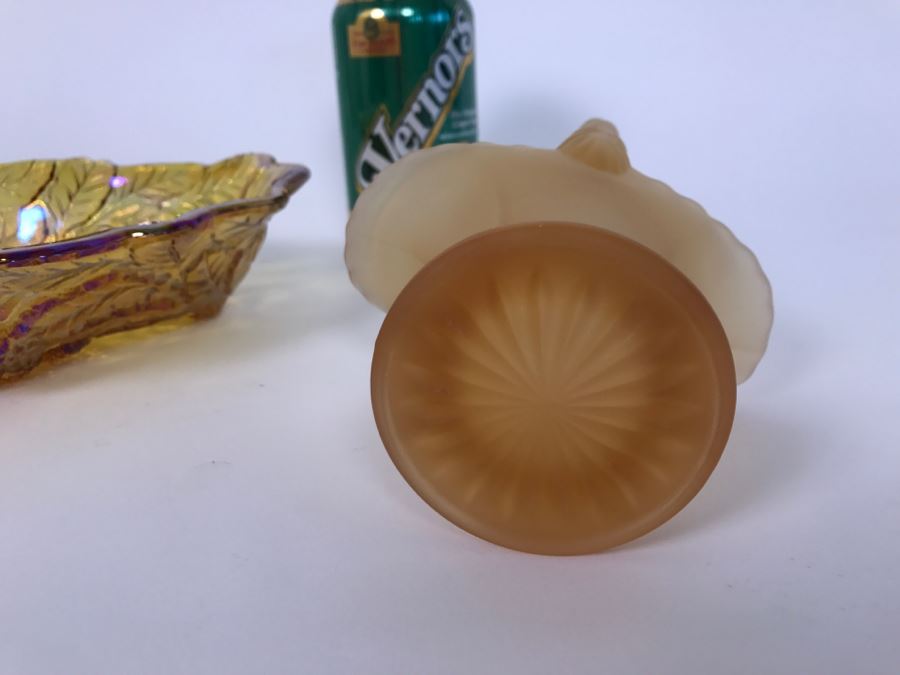 Carnival Glass Bowl And Glass Basket [Photo 9]