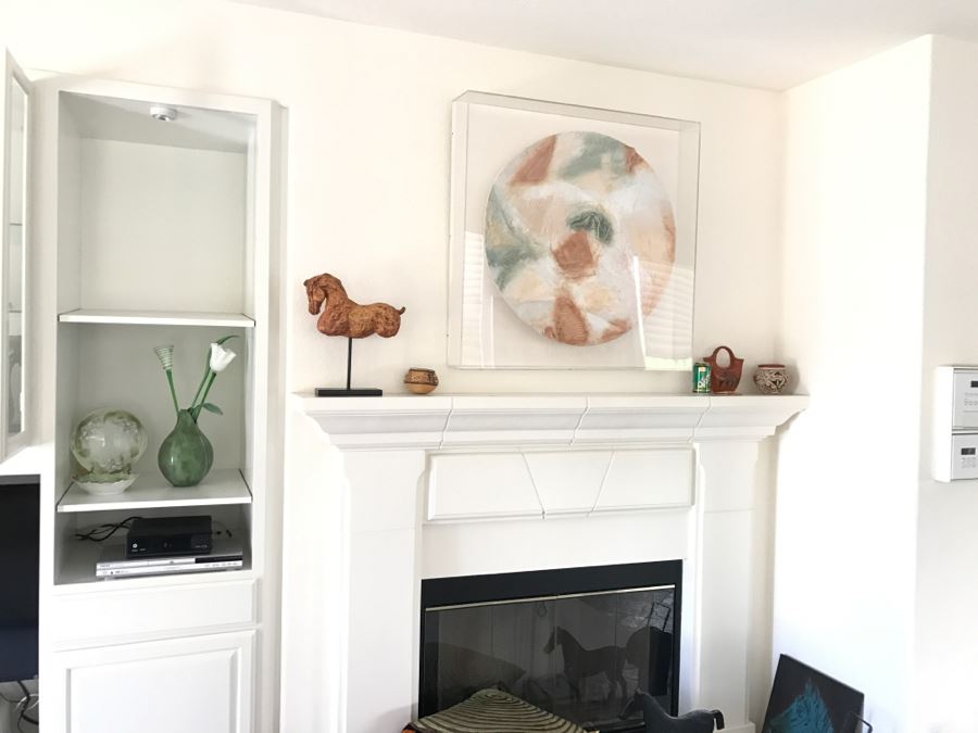 Large Signed 1990 E Gail Relief Plate Bowl Sculpture With Crumpled Paper Cardboard Design In Acrylic Shadowbox Frame [Photo 2]