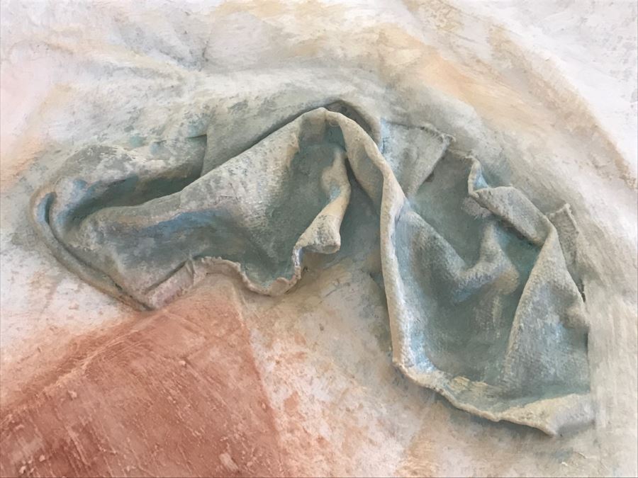 Large Signed 1990 E Gail Relief Plate Bowl Sculpture With Crumpled Paper Cardboard Design In Acrylic Shadowbox Frame [Photo 4]