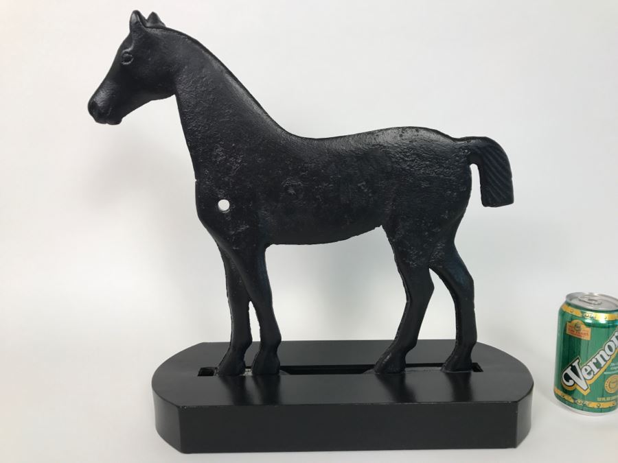 Large Black Metal Horse Sculpture