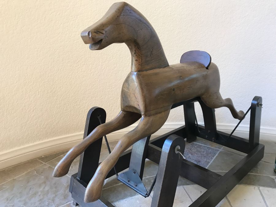 Wooden Folk Art Rocking Horse