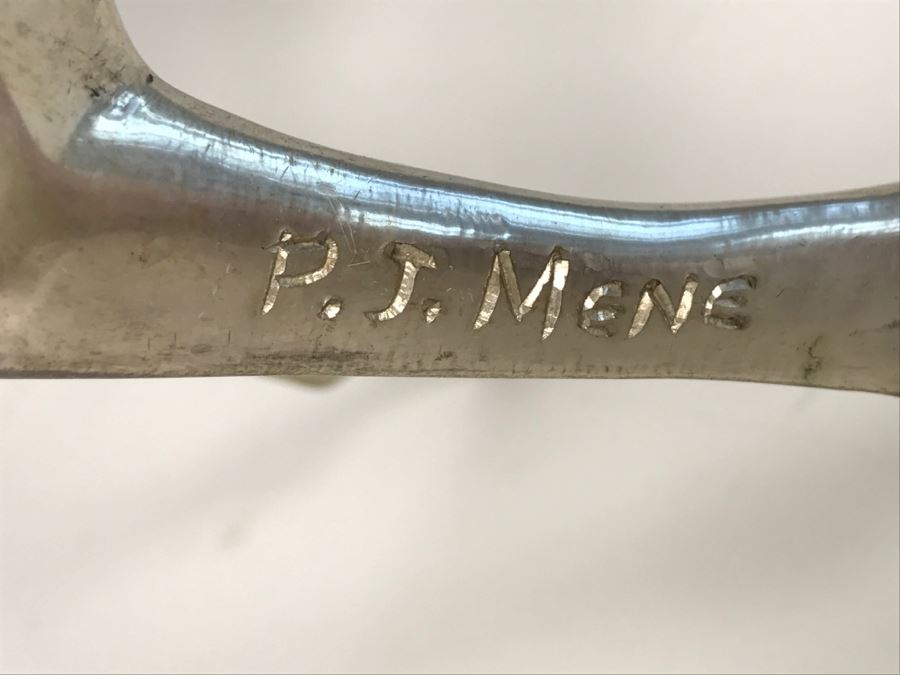 Silver Tone Horse Sculpture Signed By P. J. Mene [Photo 2]