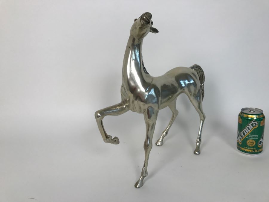 Silver Tone Horse Sculpture Signed By P. J. Mene [Photo 4]