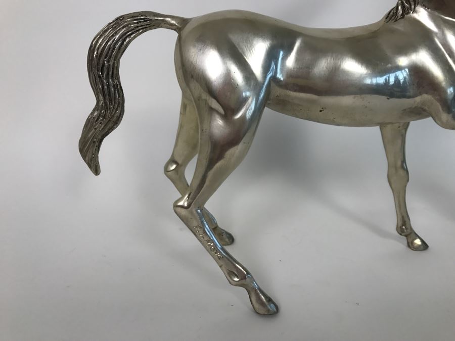 Silver Tone Horse Sculpture Signed By P. J. Mene [Photo 9]