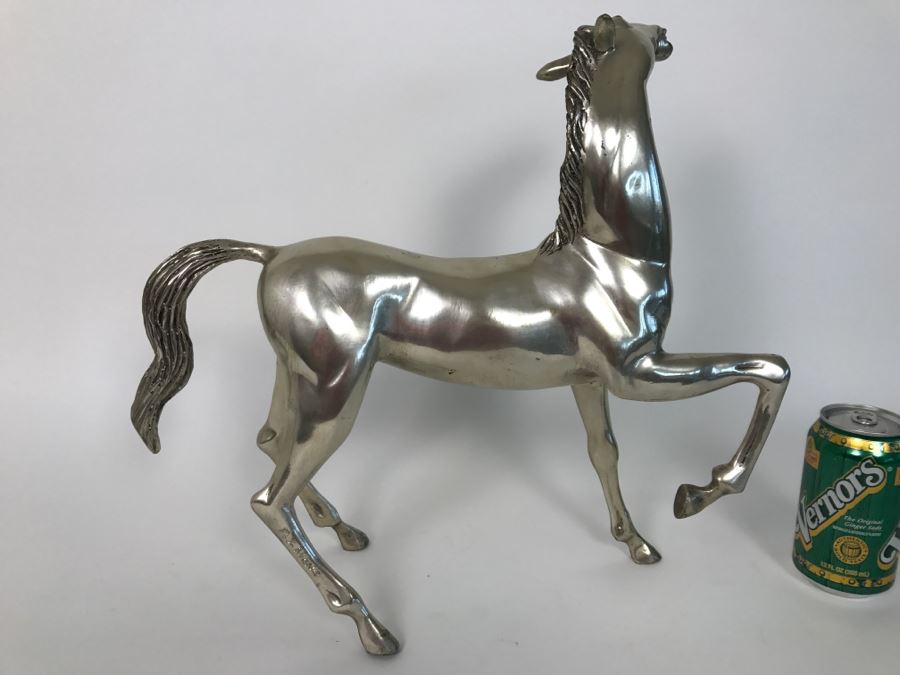 Silver Tone Horse Sculpture Signed By P. J. Mene [Photo 8]