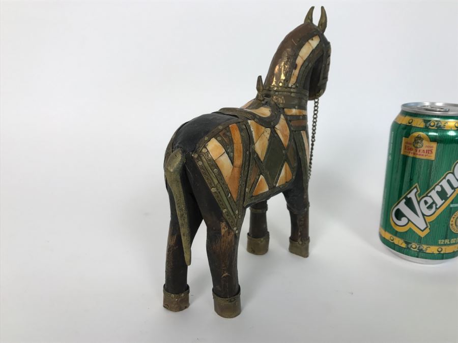 Wooden Horse With Metal And Stone Inlaid [Photo 9]