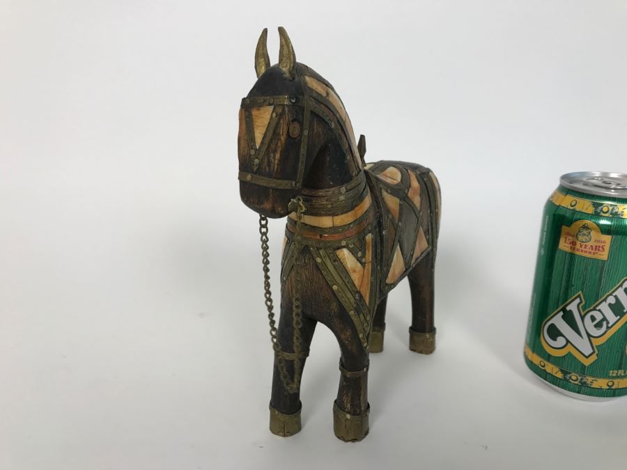 Wooden Horse With Metal And Stone Inlaid [Photo 5]