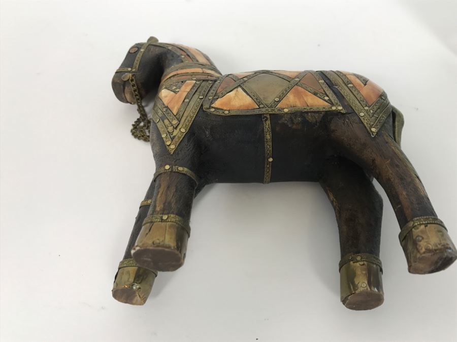 Wooden Horse With Metal And Stone Inlaid [Photo 11]