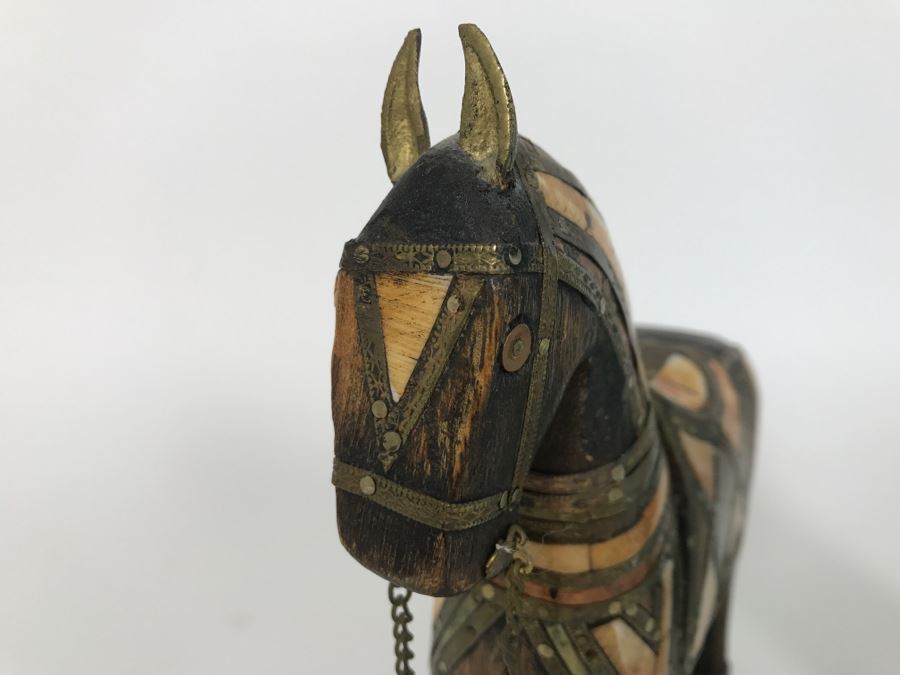 Wooden Horse With Metal And Stone Inlaid [Photo 6]