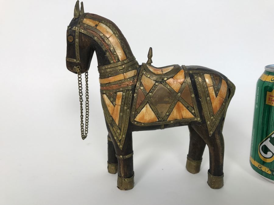 Wooden Horse With Metal And Stone Inlaid [Photo 2]