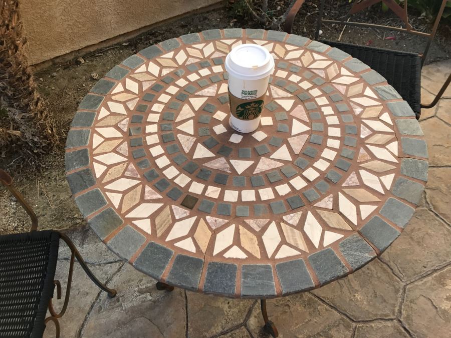 Metal Tile Top Table With Pair Of Outdoor Chairs [Photo 4]