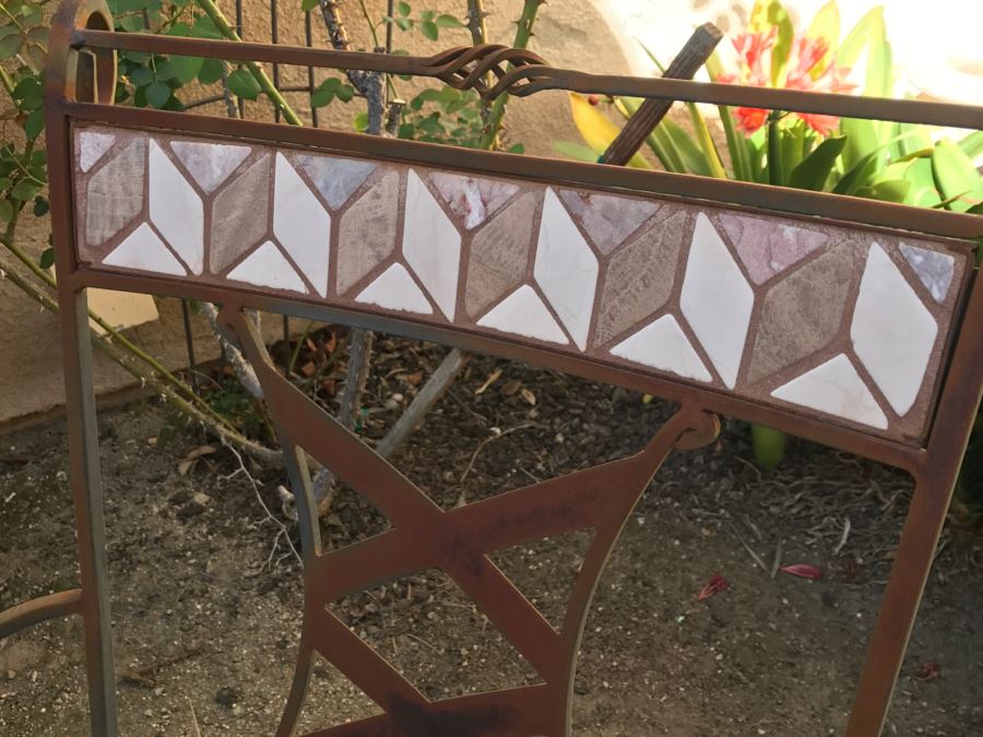 Metal Tile Top Table With Pair Of Outdoor Chairs [Photo 9]