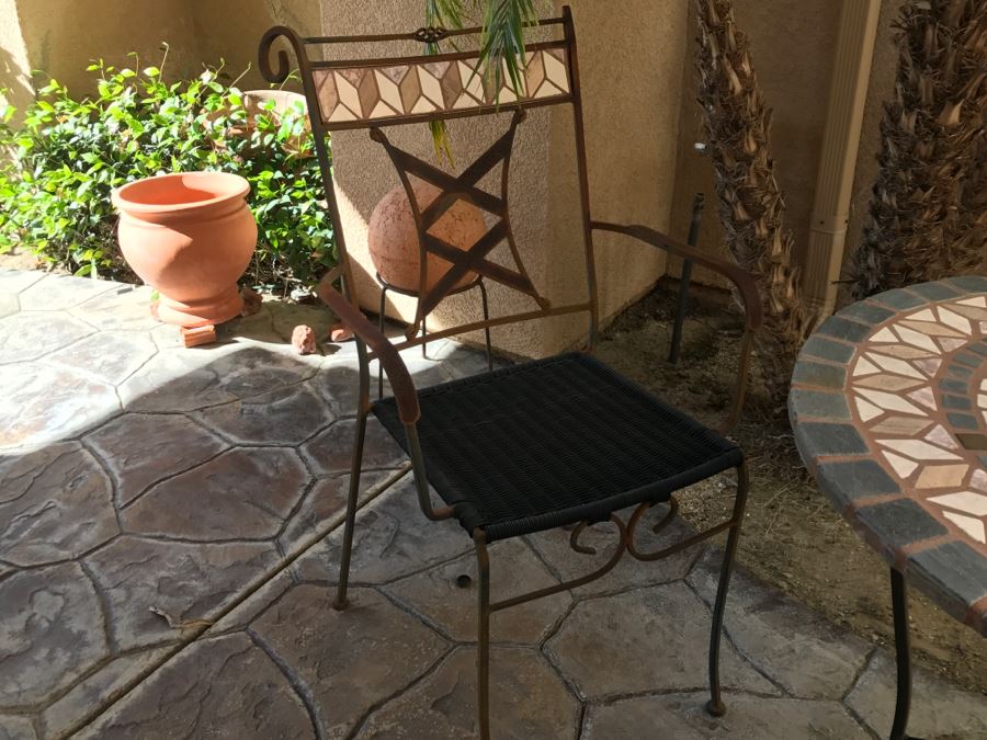 Metal Tile Top Table With Pair Of Outdoor Chairs [Photo 8]