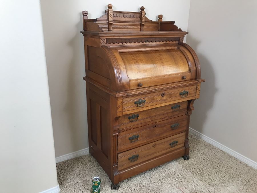 Stunning Antique Eastlake Roll Top Desk [Photo 7]