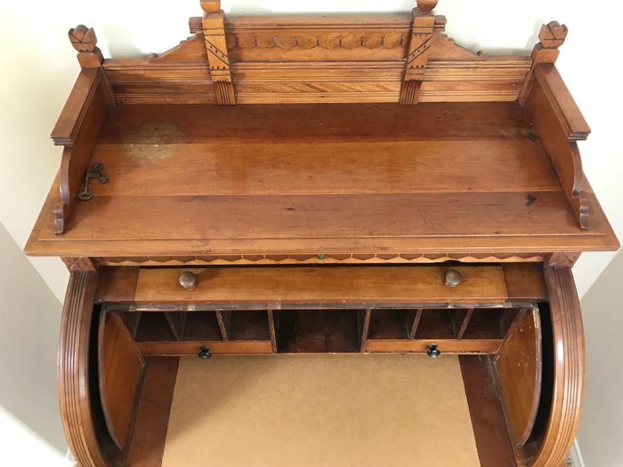 Stunning Antique Eastlake Roll Top Desk [Photo 6]